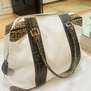 Fendi Cream and Brown Tote Bag